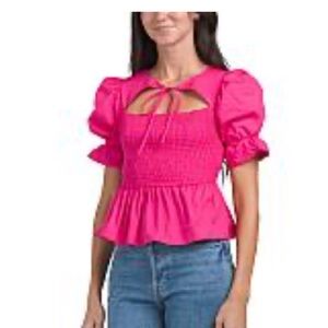 Sugarlips Pink Puff Sleeve Blouse
